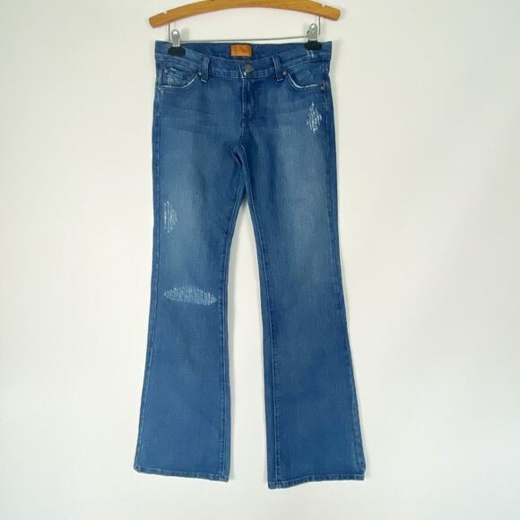 James Denim Basic Bootleg Flare Jeans Crane Distressed Wash - Picture 1 of 16